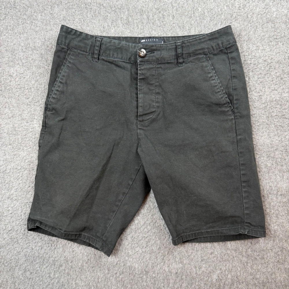 ASOS DESIGN Chino Shorts Men's 30 Black Button Fly Casual Summer Slim Fit